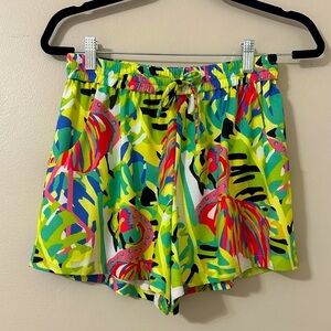 CROSBY by Mollie Burch Colorful Flamingo Print Shorts Sz Small Resortwear Preppy